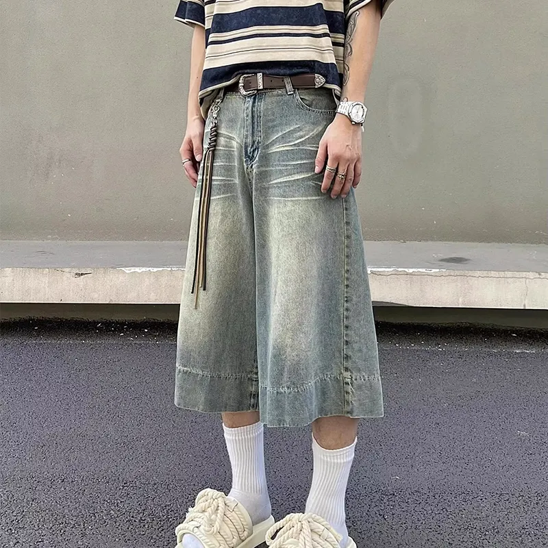 T IRA Denim Shorts Unisex Vintage Blue-1