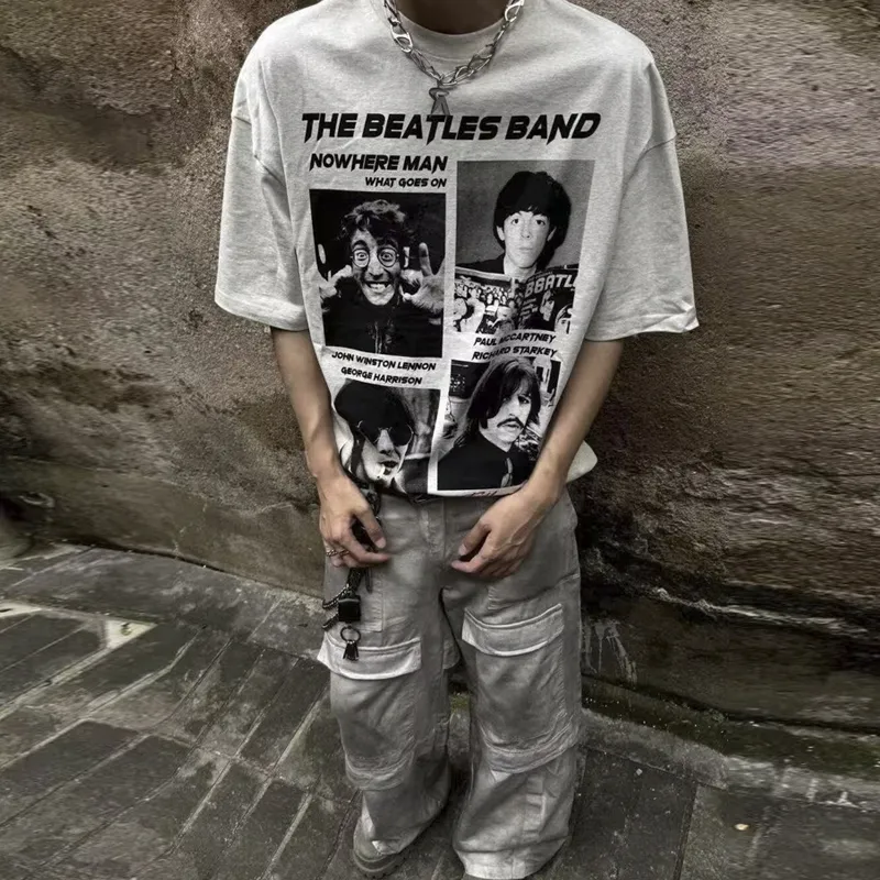 T IRA T Shirts Unisex Gray White Rock Print-3