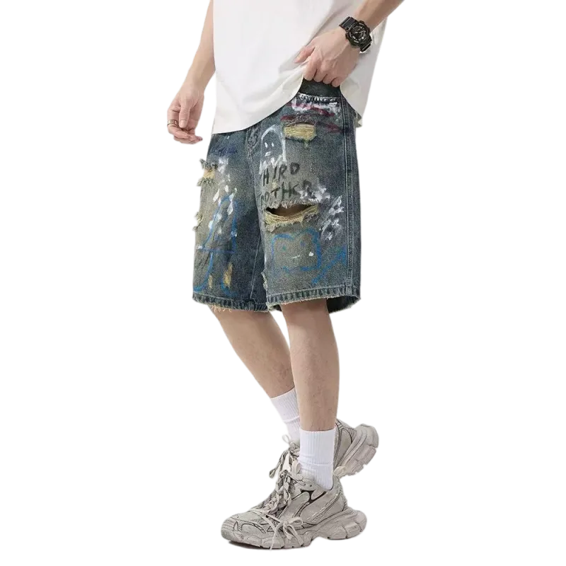 T IRA Denim Shorts Unisex Vintage Blue-6