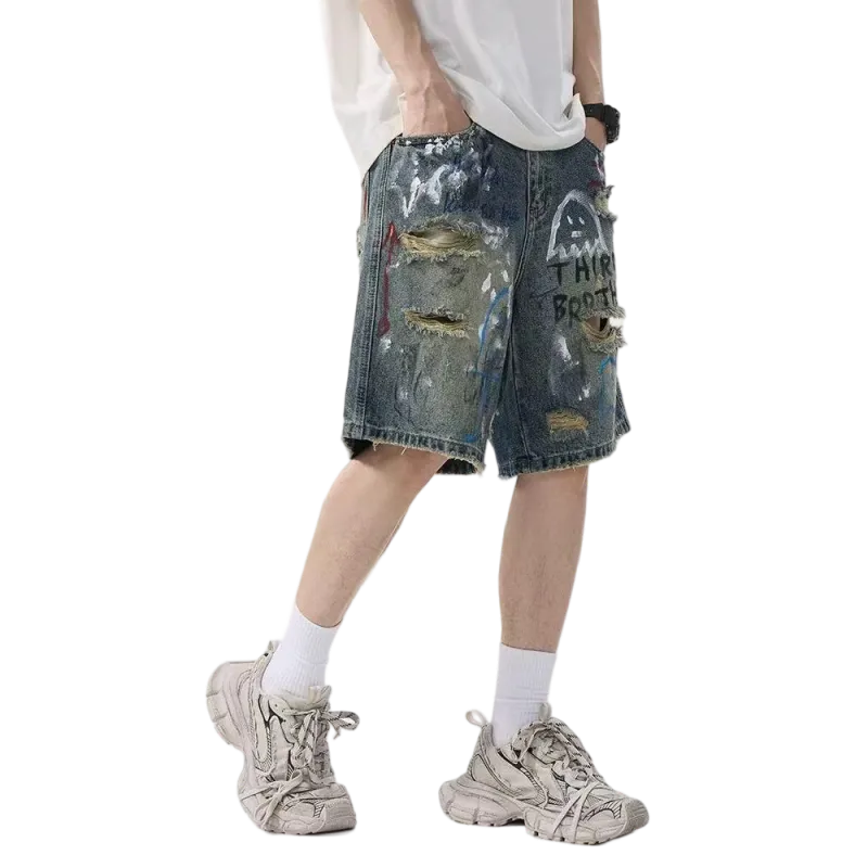 T IRA Denim Shorts Unisex Vintage Blue-3