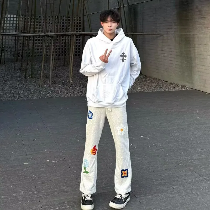 T IRA Knitted Sweatpants Unisex White Heather Gray-1