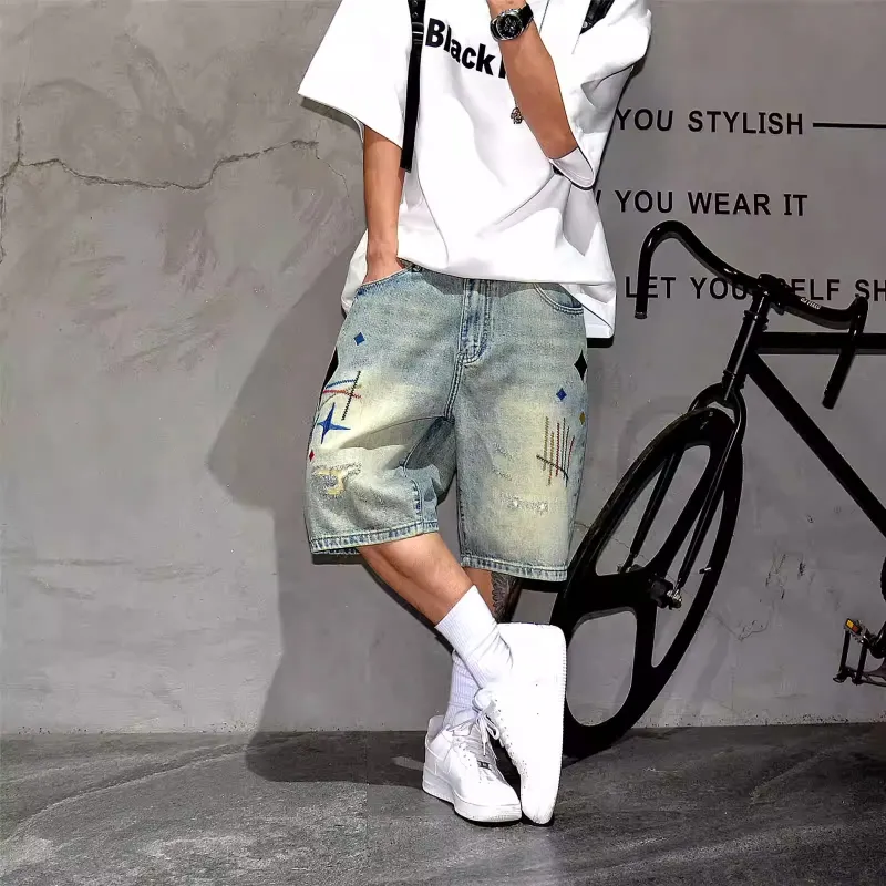 M MAICCO Denim Shorts Unisex Blue Single Item-5
