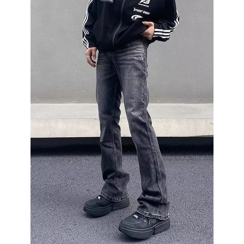 TESTUNG American Luxury Streetwear Vibe Heavyweight Washed Distressed White Mid Rise Bootcut Jeans Unisex-3
