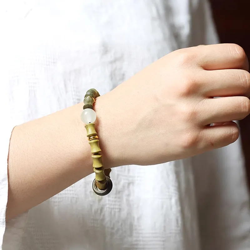 JIAFULAI Green Sandalwood Bracelets Unisex-1