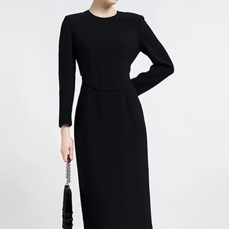 BESIONIA FW23 Long Sleeved Dresses Women's Black-4