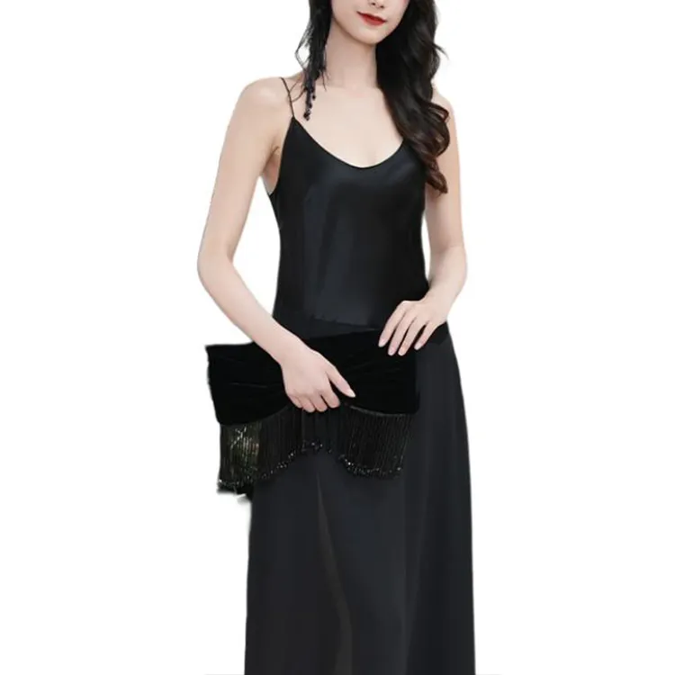 BESIONIA SS25 Slip Dresses Women's Black-3