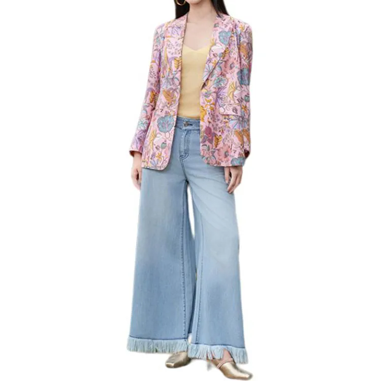 BESIONIA SS25 Business Suit Coat Women's Pink Floral-1