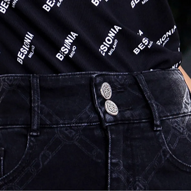 BESIONIA SS23 Denim Long Skirts Women's Black Gray Color-5