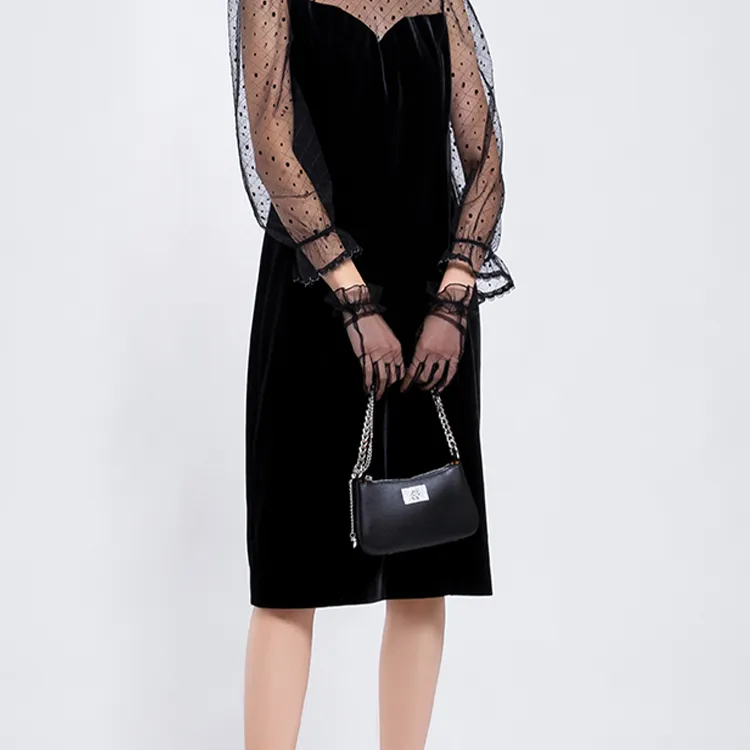 BESIONIA SS22 Long Sleeved Dresses Women's Black-5