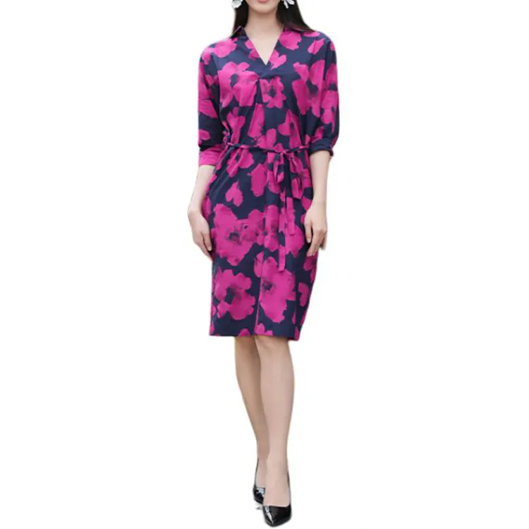 BESIONIA SS25 Short Sleeved Dress Women's Red Pattern-1