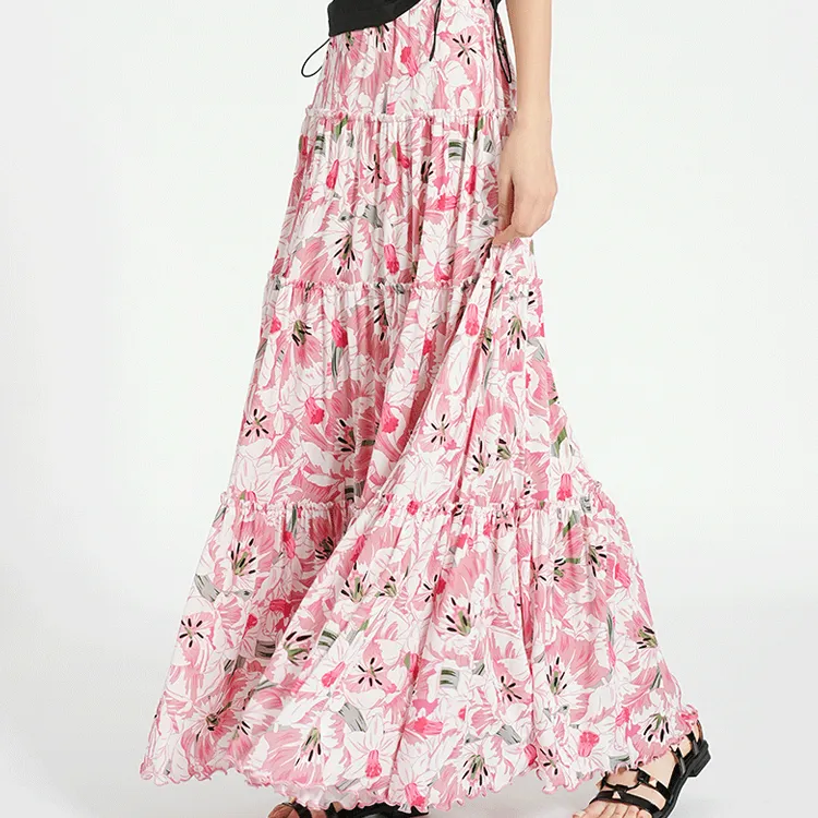 BESIONIA SS24 Casual Long Skirts Women's Pink-1