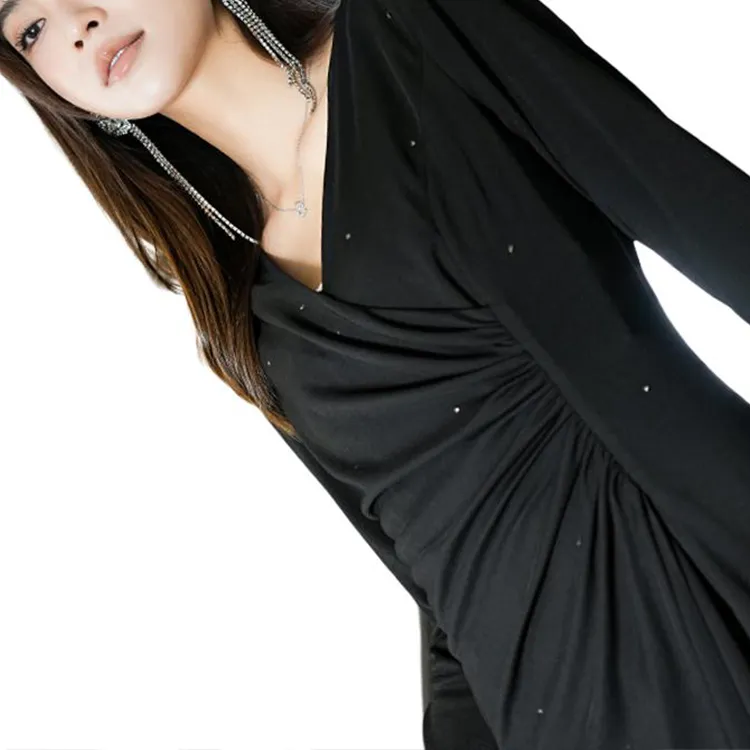 BESIONIA FW24 Long Sleeved Dresses Women's Black-4