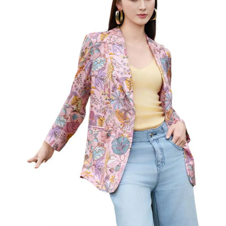 BESIONIA SS25 Business Suit Coat Women's Pink Floral-4