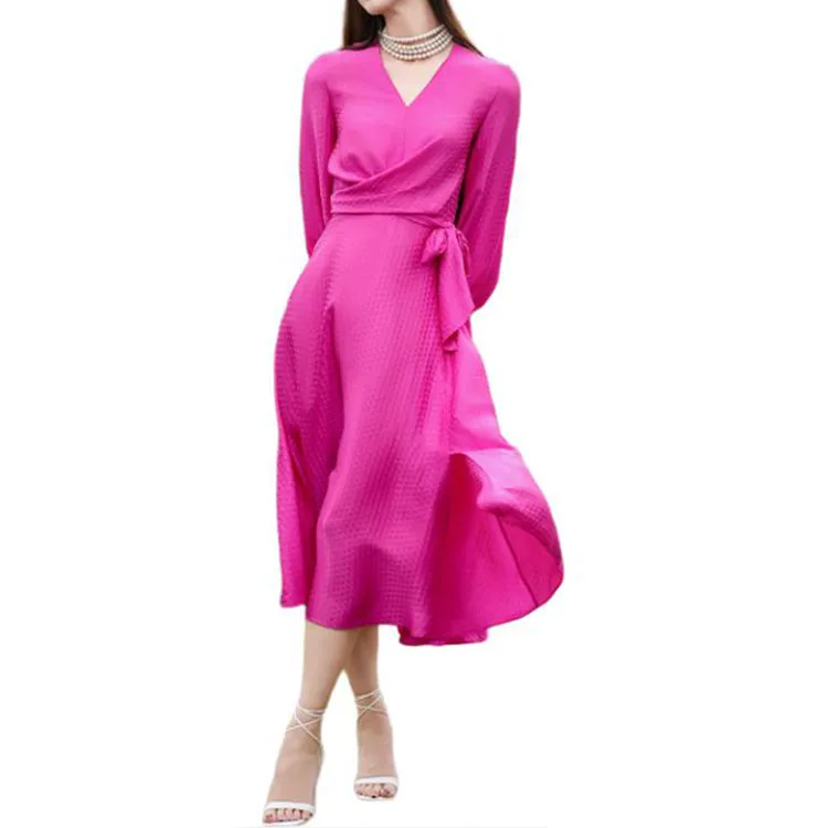 BESIONIA SS25 Long Sleeved Dress Women's Rose Red-2
