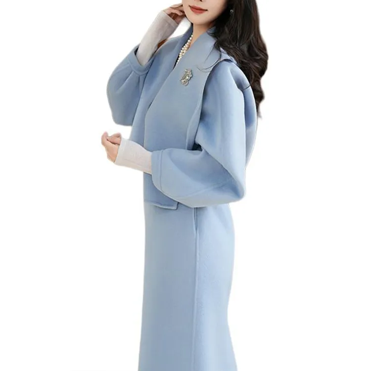 BESIONIA FW24 Cropped Coats Women's Blue-4