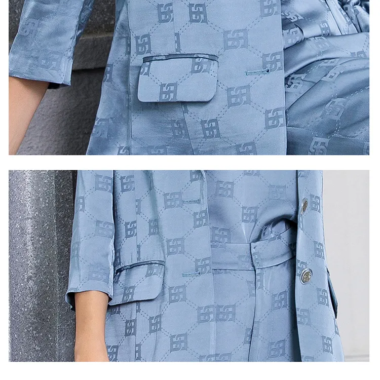 BESIONIA SS23 Business Suits Coats Women's Blue-5