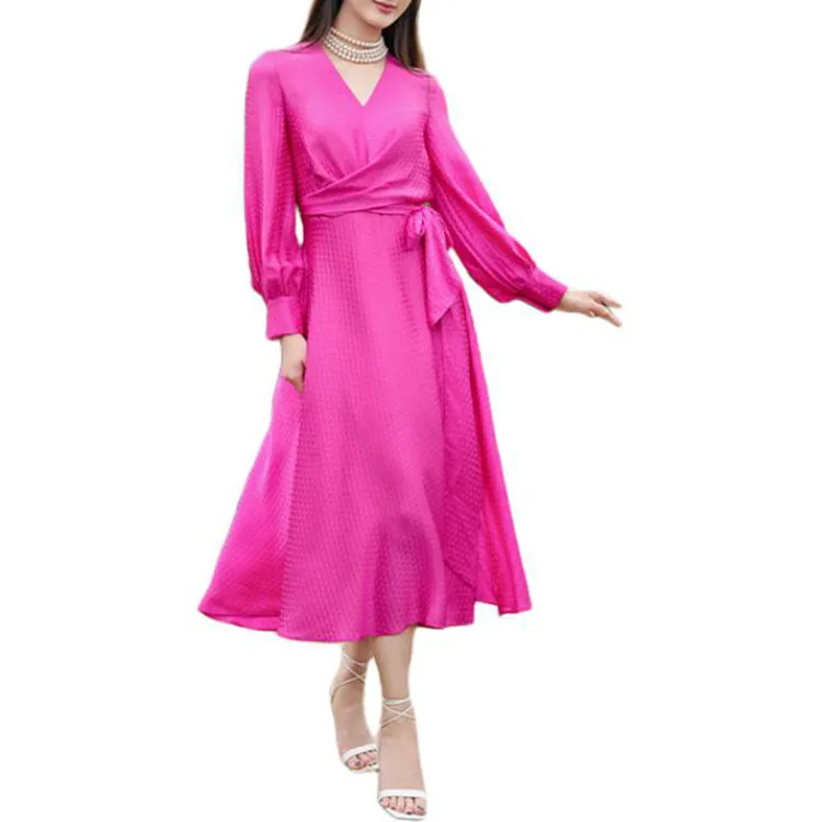 BESIONIA SS25 Long Sleeved Dress Women's Rose Red-1