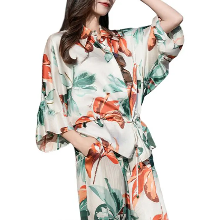 BESIONIA SS25 Shirt Women's Green Pattern-3