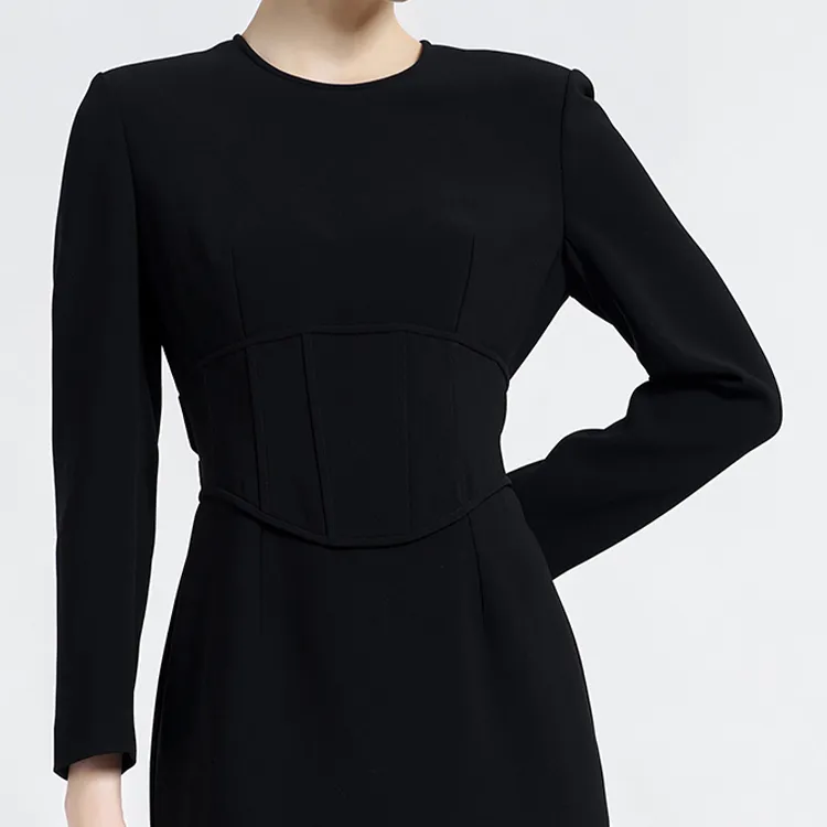 BESIONIA FW23 Long Sleeved Dresses Women's Black-5