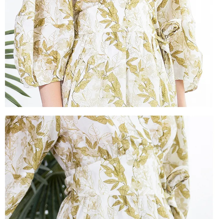 BESIONIA SS23 Short-Sleeved Dresses Women's Yellow Pattern-5