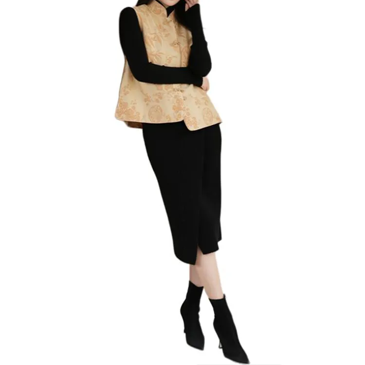 BESIONIA FW24 Vest Women's Apricot Pattern-3