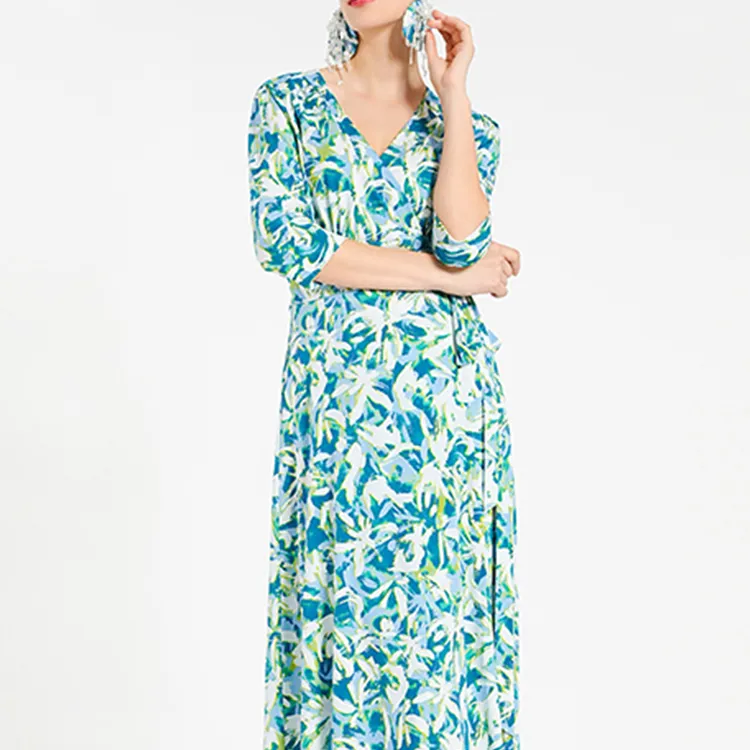 BESIONIA SS23 Short Sleeved Dresses Women's Blue Pattern-5
