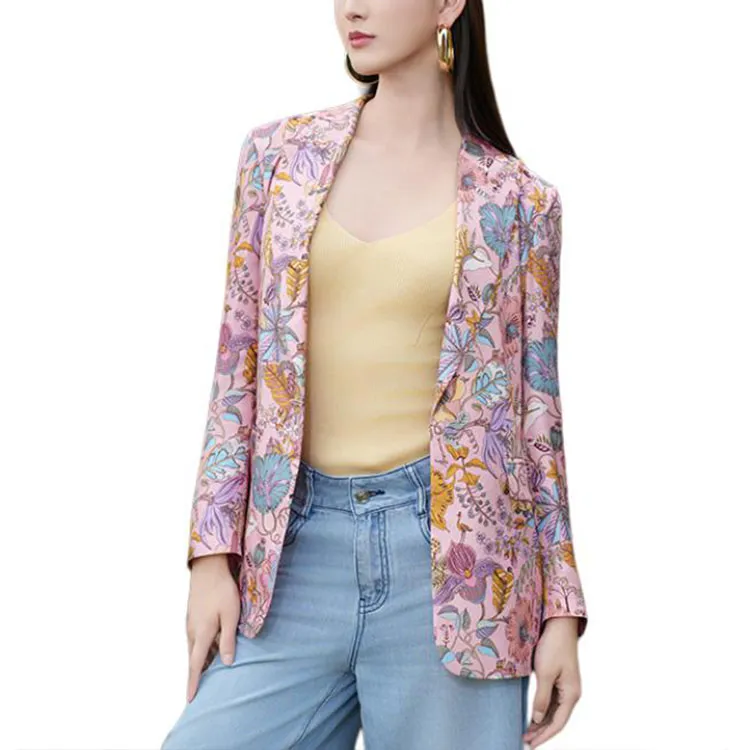 BESIONIA SS25 Business Suit Coat Women's Pink Floral-3
