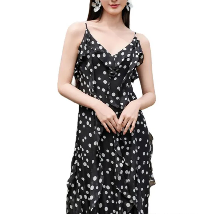 BESIONIA SS25 Slip Dress Women's Black Pattern-5