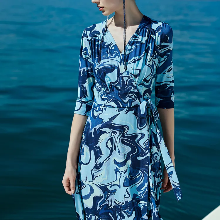 BESIONIA SS24 Short Sleeved Dress Women's Blue-2