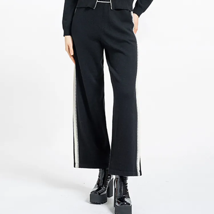 BESIONIA FW23 Knitted Sports Pants Women's Black-4