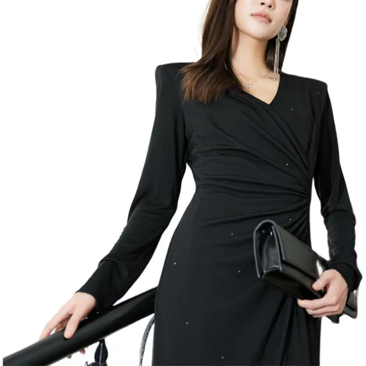 BESIONIA FW24 Long Sleeved Dresses Women's Black-3