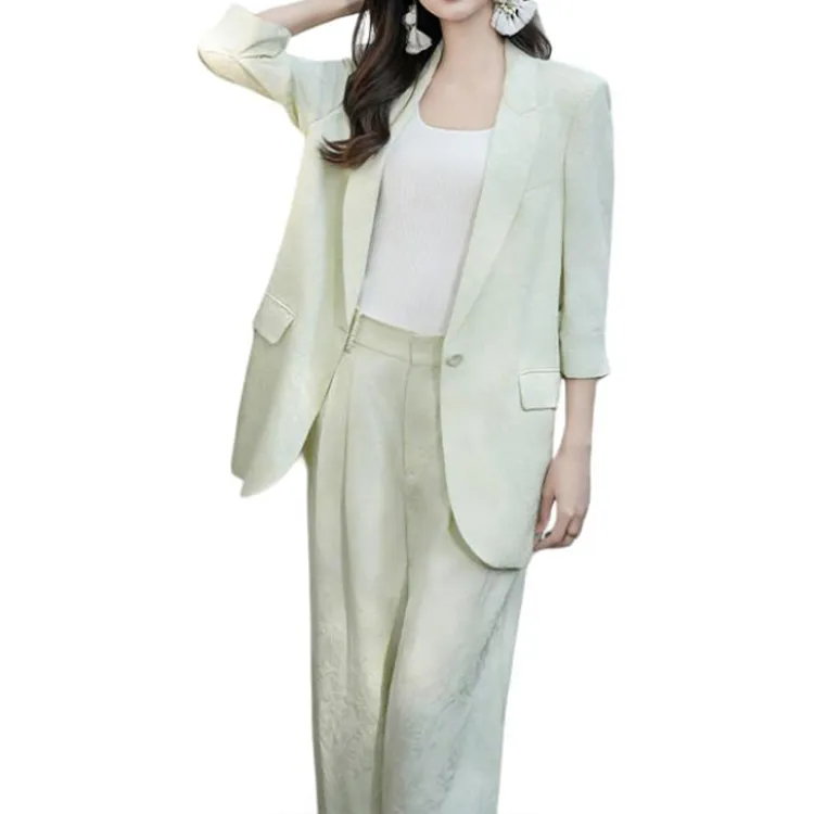 BESIONIA SS25 Business Suits Coats Women's Light Green-3
