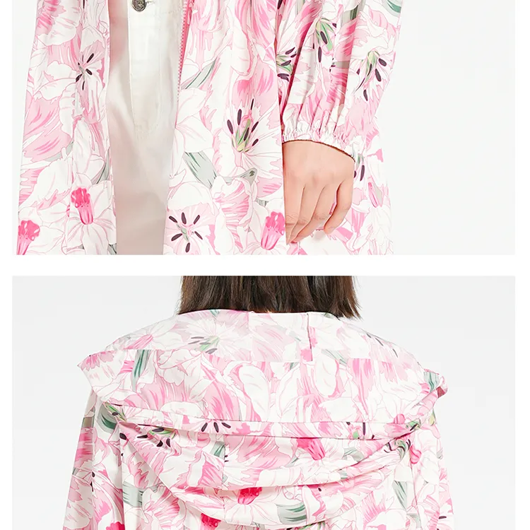 BESIONIA SS24 Trench Coat Women's Pink Floral Pattern-5