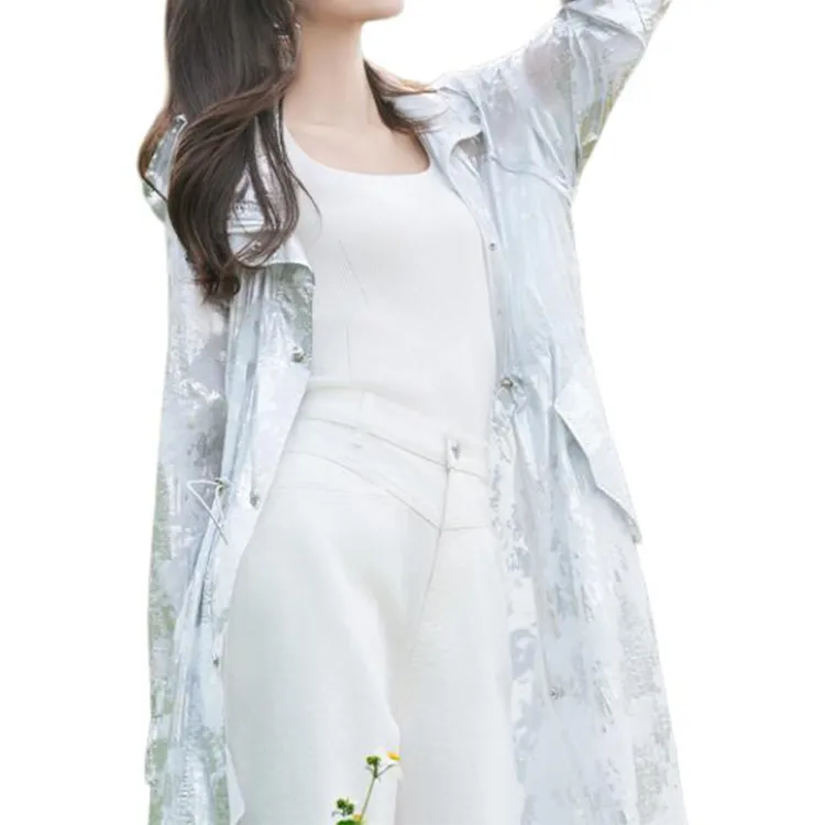 BESIONIA SS25 Trench Coat Women's Silver-1