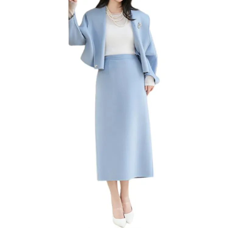 BESIONIA FW24 Casual Long Skirts Women's Blue-2