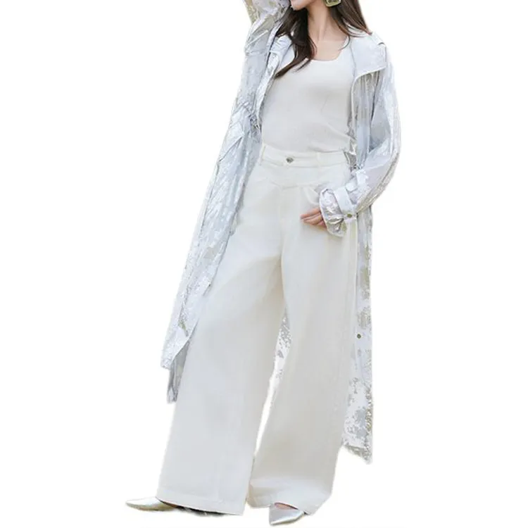 BESIONIA SS25 Trench Coat Women's Silver-3
