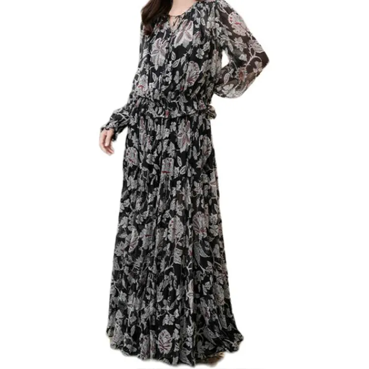 BESIONIA SS25 Casual Long Skirts Women's Black Pattern-1