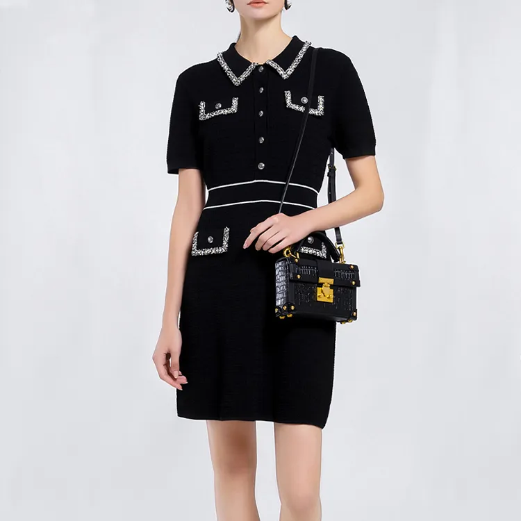 BESIONIA SS22 Short Sleeved Dresses Women's Black-4