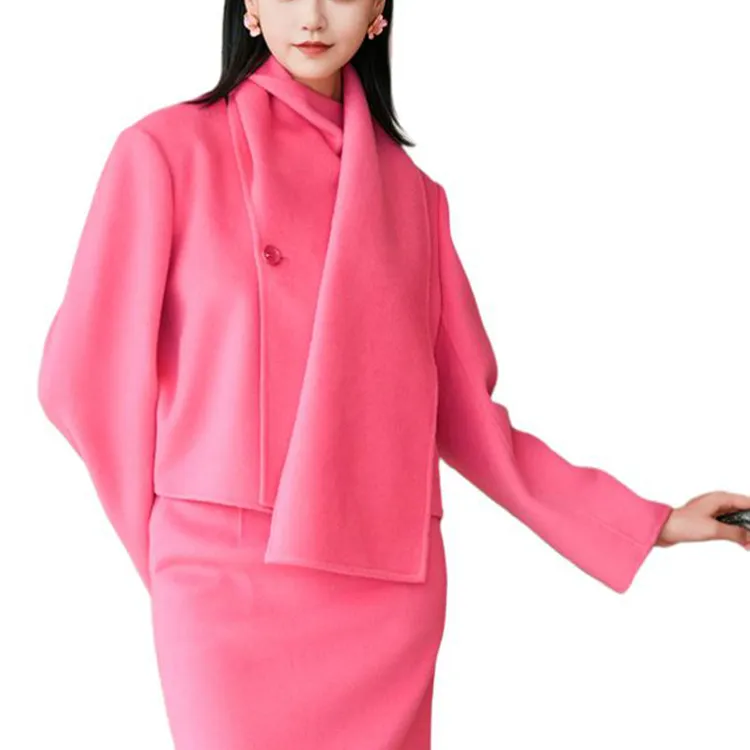 BESIONIA FW24 Cropped Coats Women's Pink-1