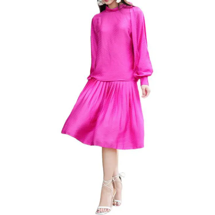 BESIONIA SS25 Casual Long Skirt Women's Rose Red-2
