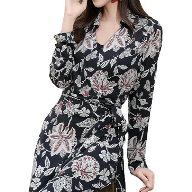 BESIONIA SS25 Long-Sleeved Dresses Women's Black And White Pattern-4