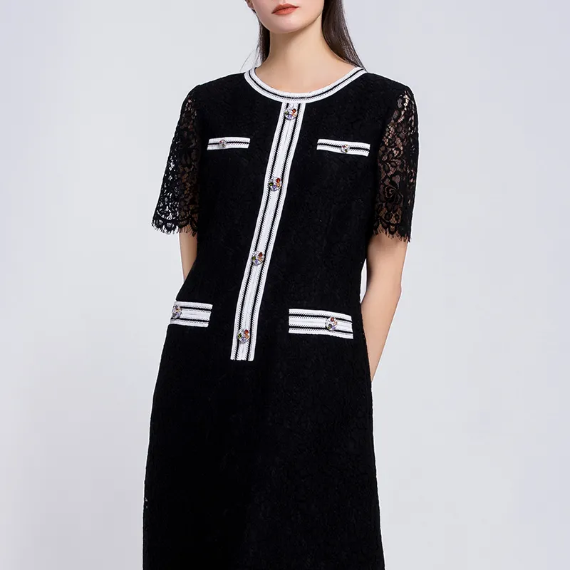 BESIONIA SS22 Short Sleeved Dress Women's Black White-1