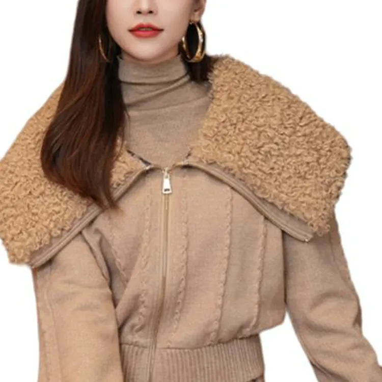 BESIONIA FW24 Cropped Coat Women's Camel-3