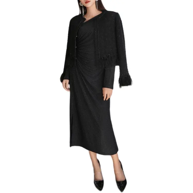 BESIONIA FW24 Long Sleeved Dresses Women's Black-3