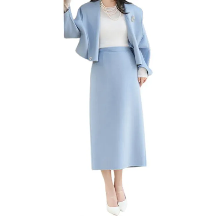 BESIONIA FW24 Cropped Coats Women's Blue-1