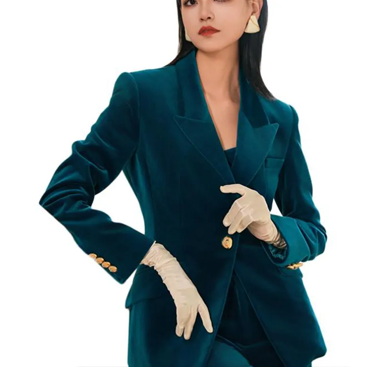 BESIONIA FW24 Business Suits Coats Women's Dark Blue-4