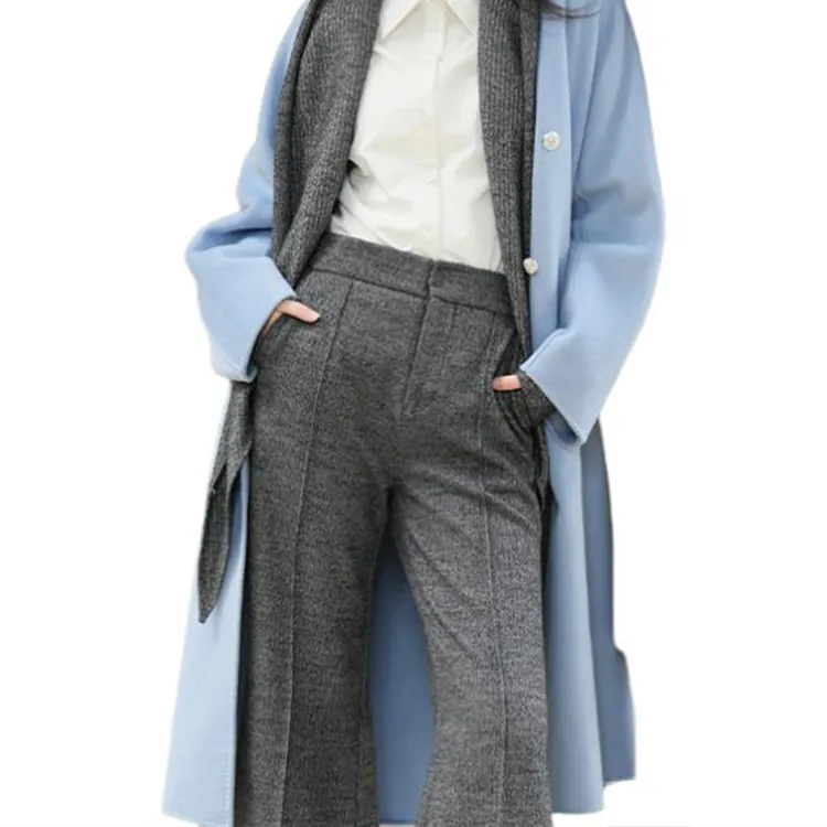 BESIONIA FW24 Casual Pants Women's Silver Gray-3