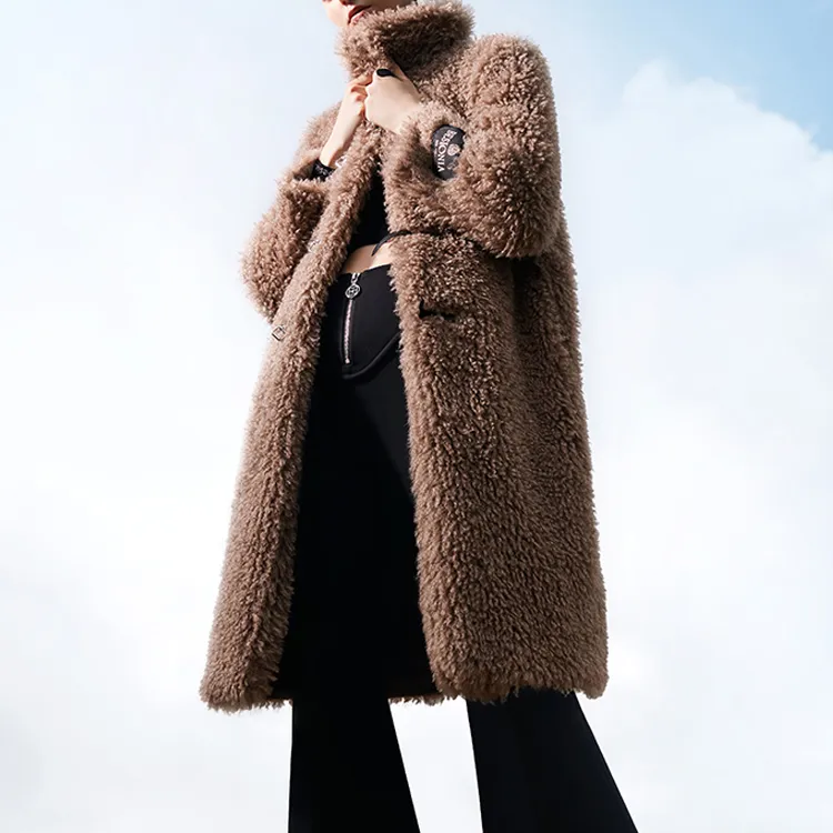 BESIONIA Velvet feel Coat Women's Brown-1