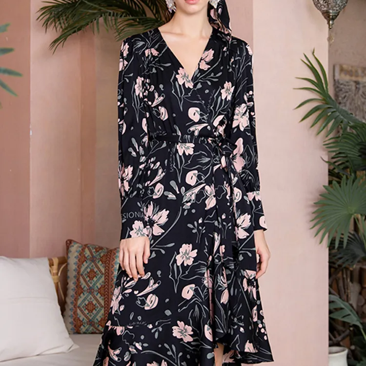 BESIONIA SS23 Long Sleeved Dress Women's Black Pattern-2