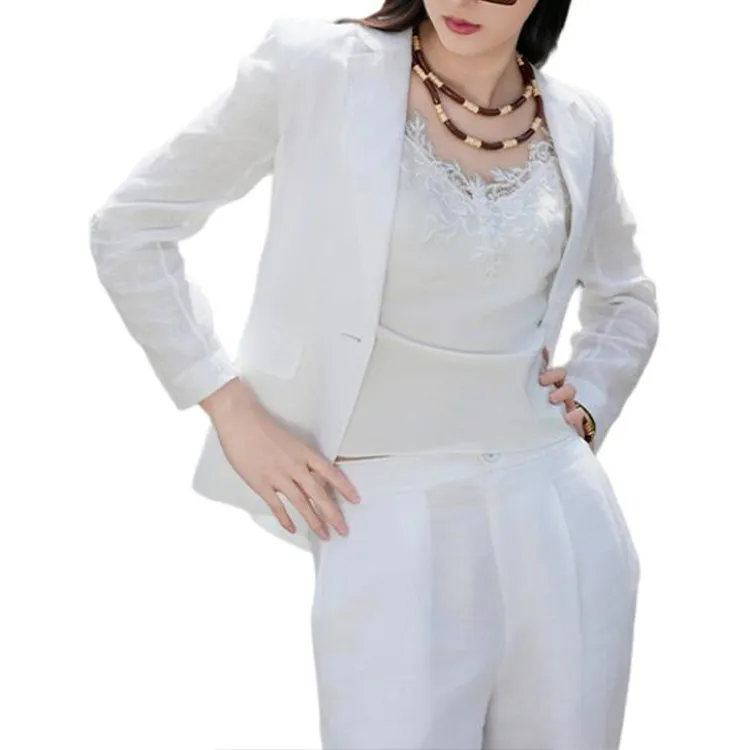 BESIONIA SS25 Business Suits Coats Women's White-3